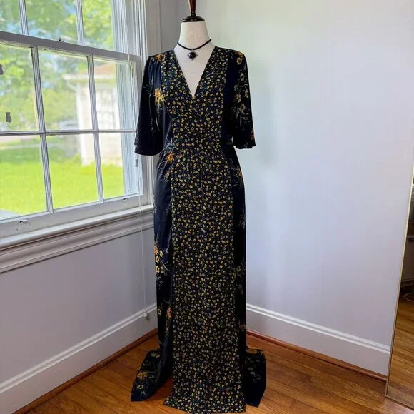 Band of Gypsies | Dresses | Band Of Gypsies Yellow Floral Black Maxi Dress Large Waist Cincher Cottage Boho | Poshmark Band of Gypsies | Dresses | Band Of Gypsies Yellow Floral Black Maxi Dress Large Waist Cincher Cottage Boho | Poshmark